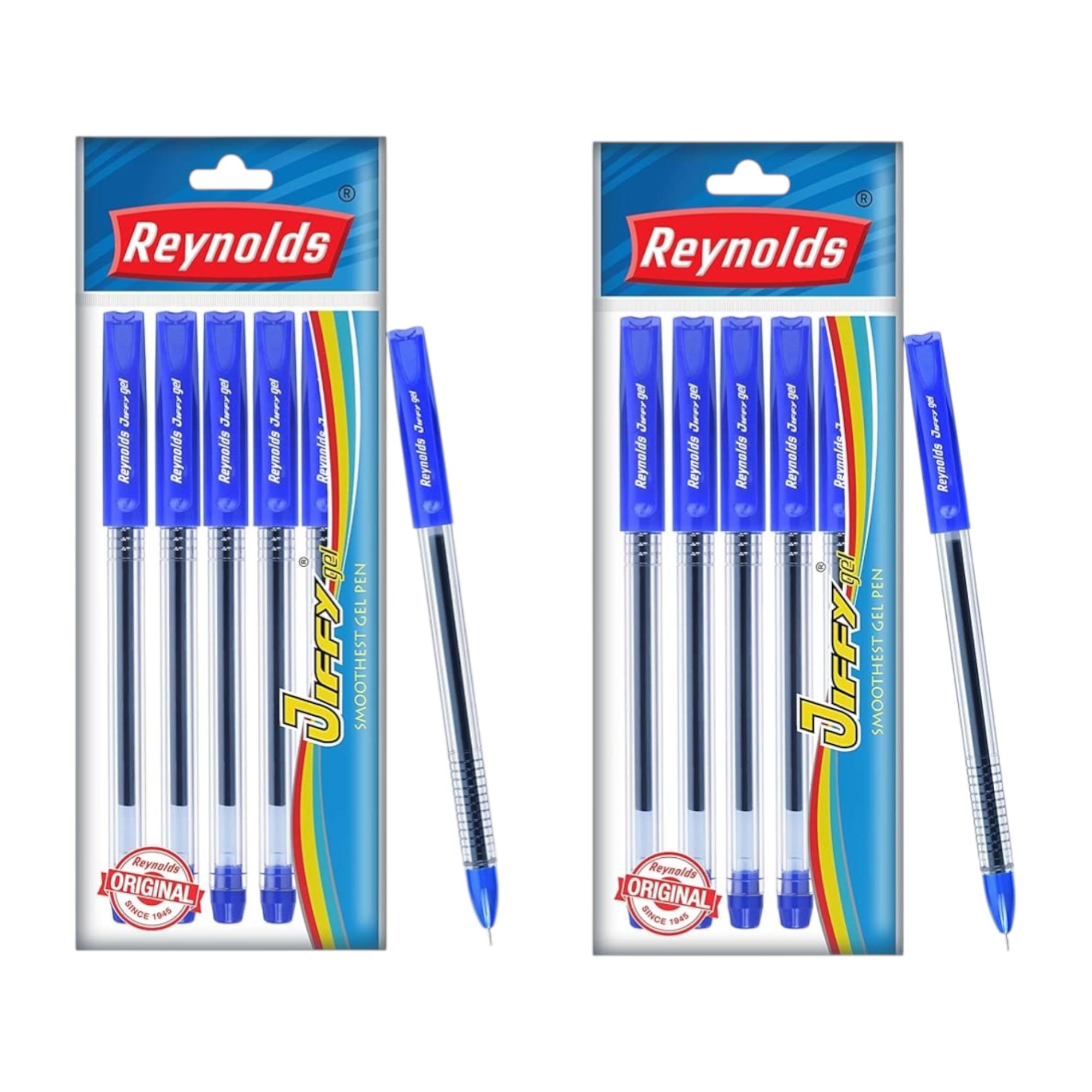 

Reynolds JIFFY Gel Pen Bag Pack of 2 x 5 Pen Blue 0.5mm Fine Writing for Office, School & Home