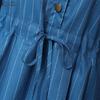 ZANZEA Women Casual V-Neck Loose 3/4 Sleeve Stripe Dress