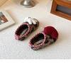 Children's Slip-on Winter Fleece Shoes, Style AB, Doll & Leopard Print, Non-slip Warm Half Slippers, Furry Cotton Design.