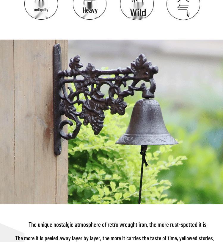 Rustic Wrought Iron Grape Doorbell - Vintage Hand-Cranked Wall Decoration
