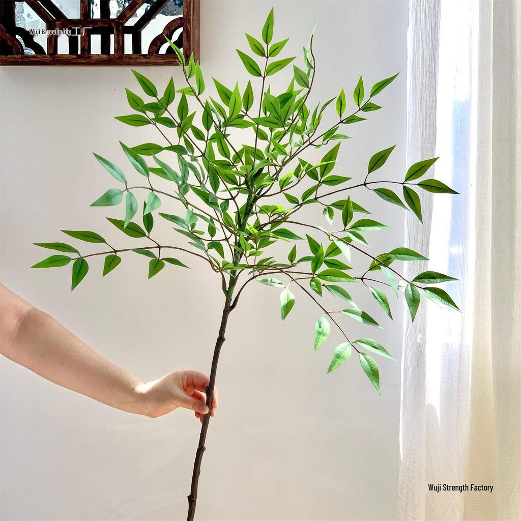 Nandina Artificial Green Plant Branch for Decor - Ideal for Living Rooms, Malls, Landscaping, Floor Ornaments, and Photography Props.