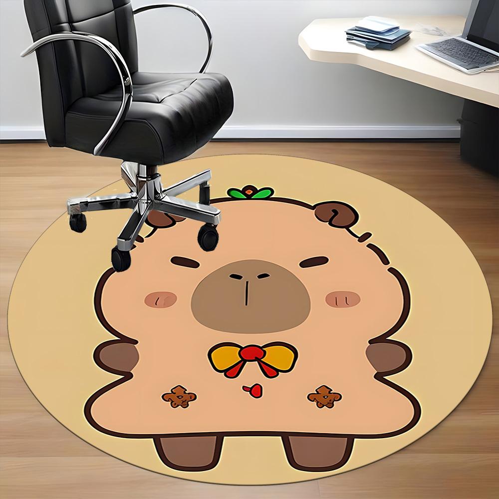 1pc Capybara Gingerbread Man Chair Carpet for Office, Soft Flannel Throw Mat, Perfect for Office, Holiday Party Decoration Choice Yy260209036
