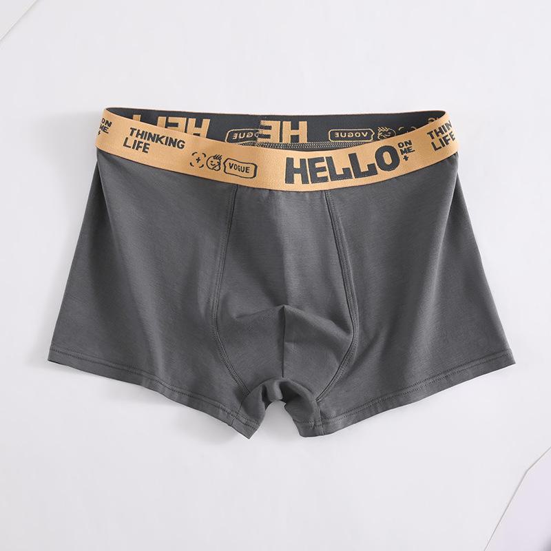 Men's Summer Breathable Boxer Briefs - Mid-Waist, Large Size, Youth Trend, Solid Color