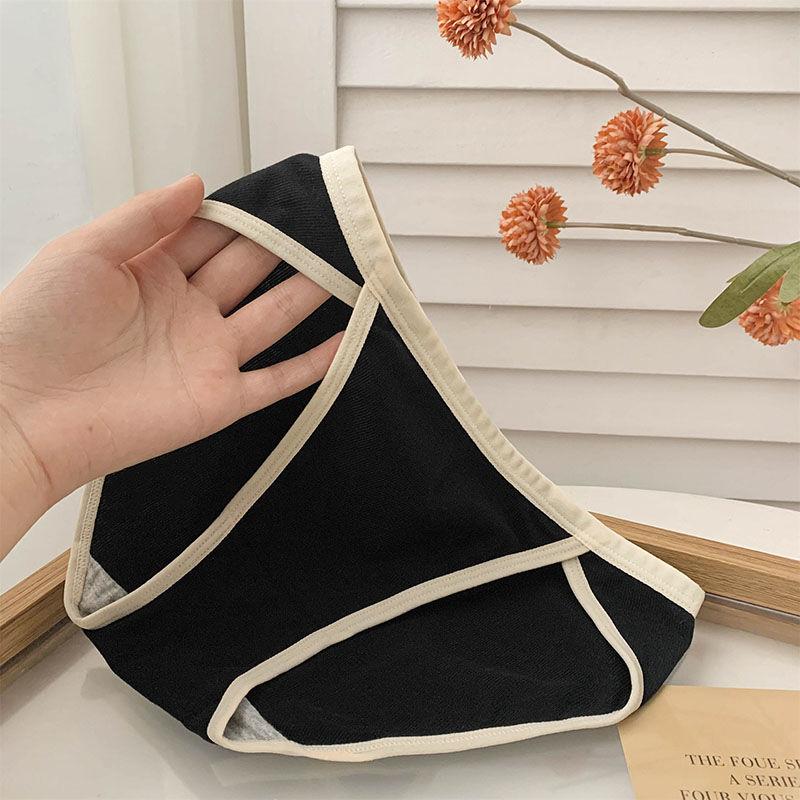 3PCS Summer Thin Women's Black Mid-Rise White High-Cut Sexy Panties