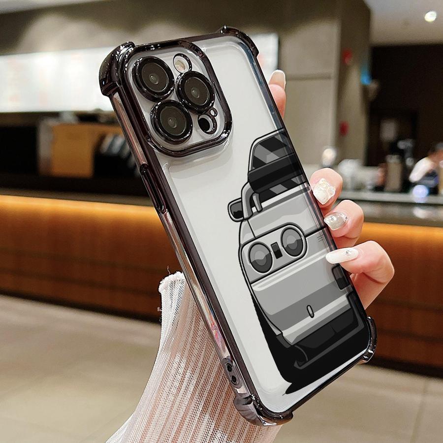 Japanese JDM Drift Car Clear Cover Phone Case for Apple iPhone 16 15 14 Plus 17 Air 16e 13 12 11 Pro Max
