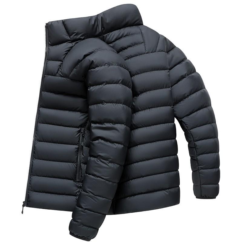 Mens Lightweight Winter Down Jacket Slim Fit Stand Collar Zip-Up Warm Outdoor Coat