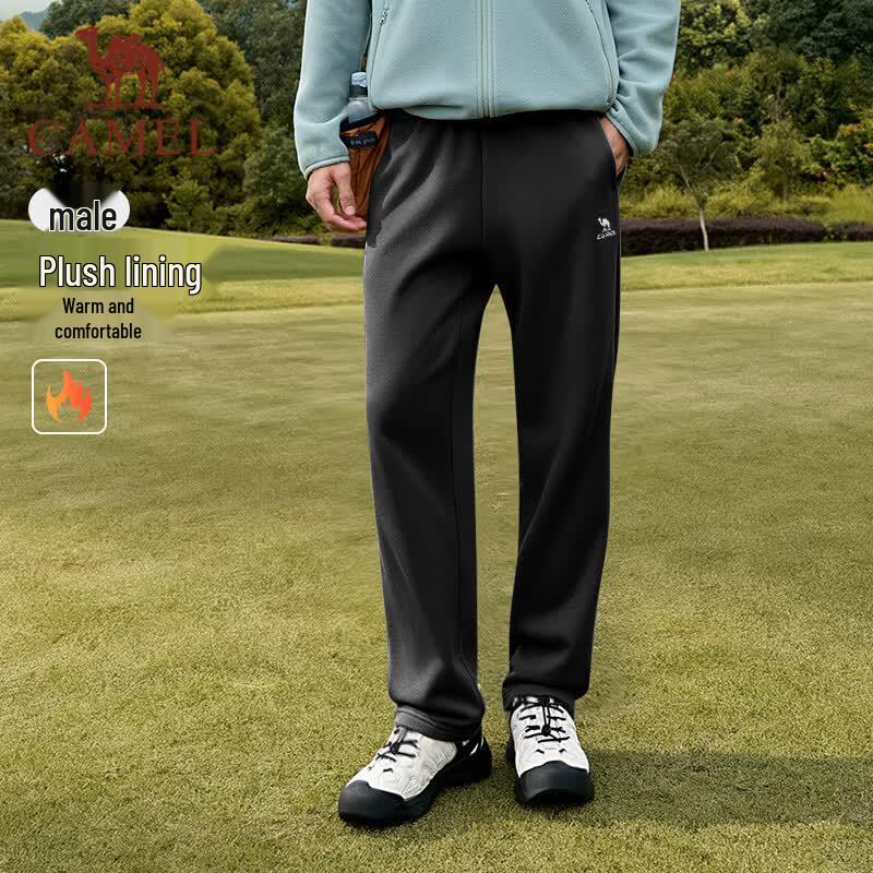 Camel Men's Fleece-Lined Straight-Leg Casual Knit Pants