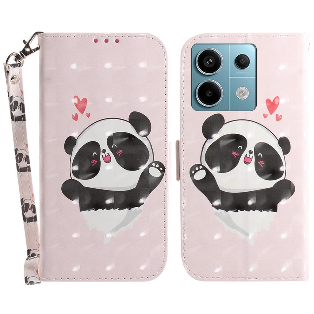 For Xiaomi Redmi Note 13 Pro 5G/Poco X6 5G Wallet Case 3D Pattern Print Leather Cover with Strap