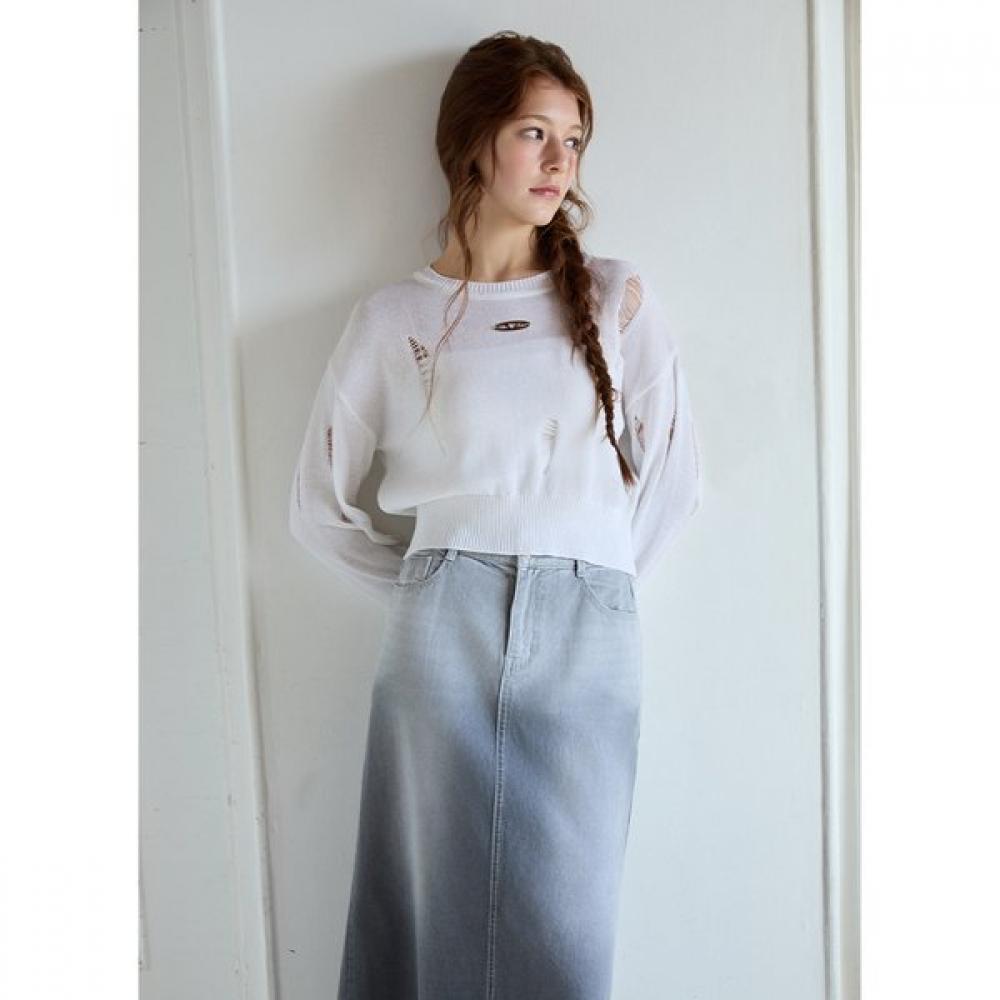 Egoist Destroyed Embroidery Knit Top  Es2okl06 