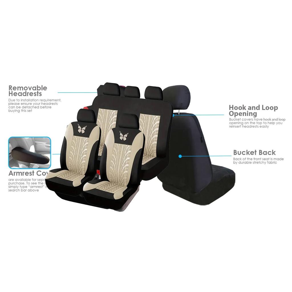 Four-piece Universal Car Seat Cover, Embroidered Car Seat Protector, Car Interior Accessories, Waterproof And Stylish Car Seat Cover