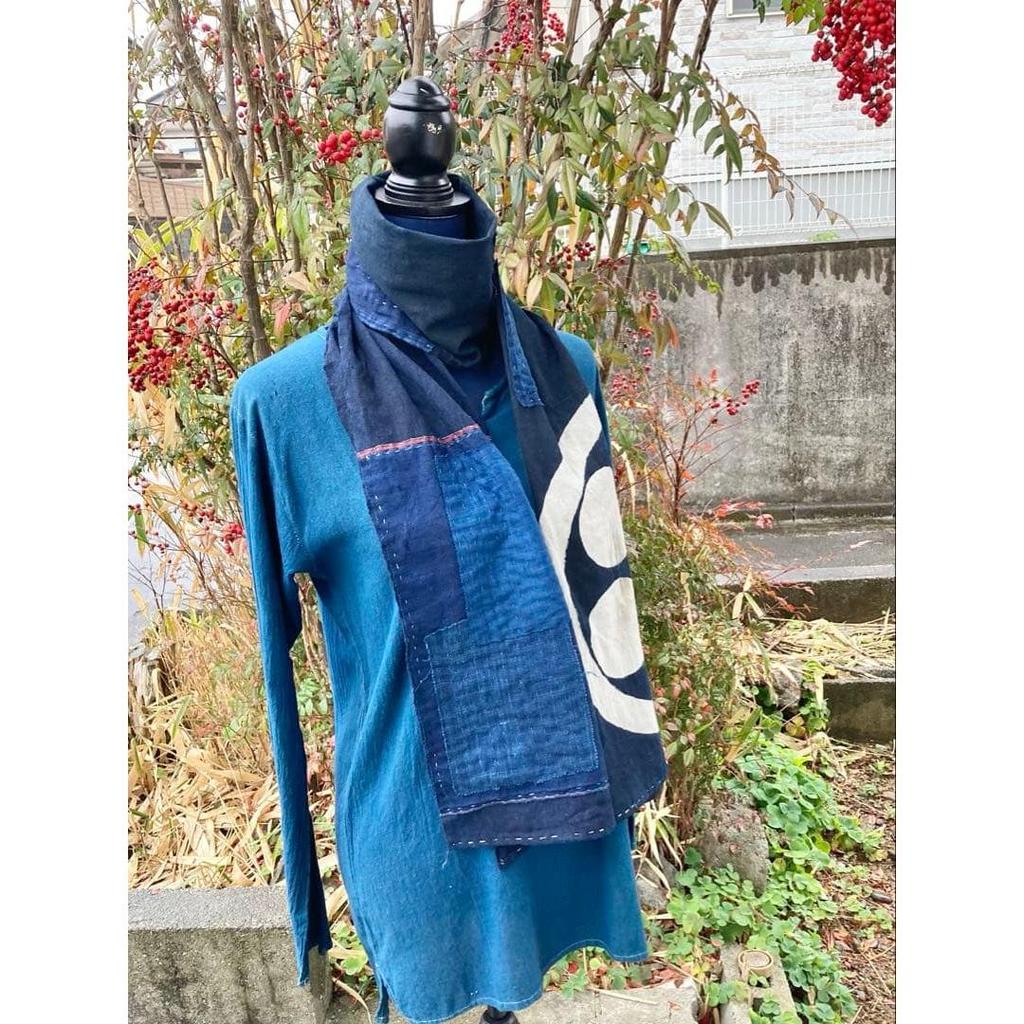 Used B33 Rags, Stole, Old Cloth, Remake, Indigo Dye, Tsutsugaki, Patchwork, Pieced Together
