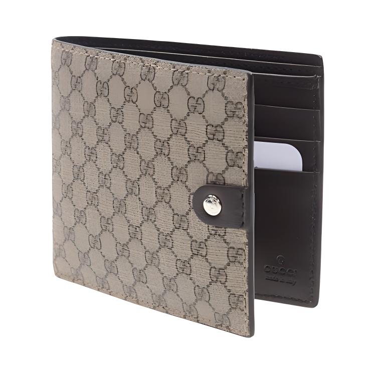 Gucci GG Impression Leather Bifold Wallet Grey Black Daily Travel 281951-FX53N-9643