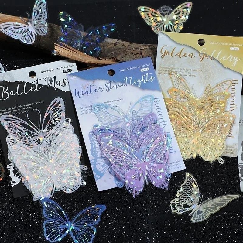 20 Pieces of Vintage Hollowed Out Lace Decorative Paper Shell Light and Shadow Butterfly Themed Handmade Account DIY Materials