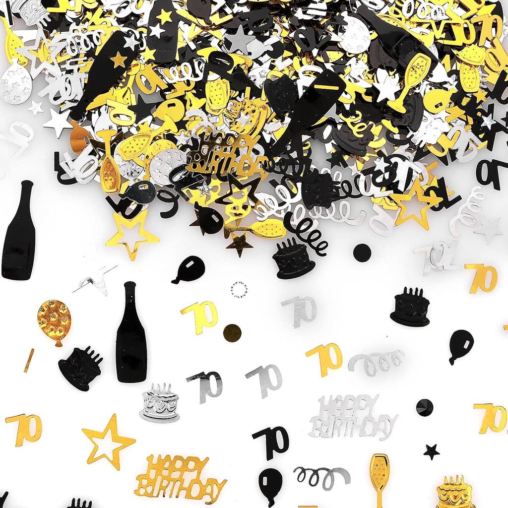 3000 Pieces Birthday Confetti Number 90 Glitter Confetti Birthday Cake Confetti Table Confetti Black Gold and Silver Party Decorations Supplies for