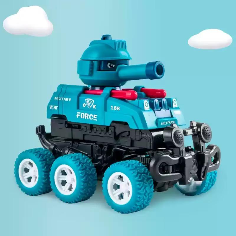 Children's Transformable Tank Toy Six-Wheel Inertial Off-Road Vehicle Simulation Model Supports Shooting Collision Kids Gifts