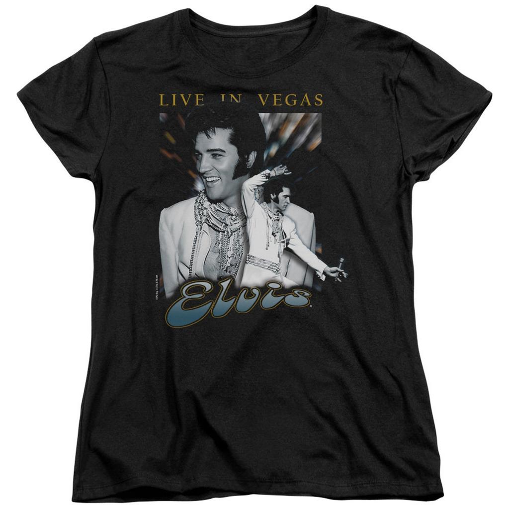 Women's Elvis Presley Shirt Live in Vegas Graphic Tee