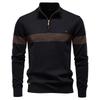AIOPESON Thermal Men's Sweater Half Zip Knit Pullover Thick Warm Striped Design Knitted Outdoor Casual Sweater Men