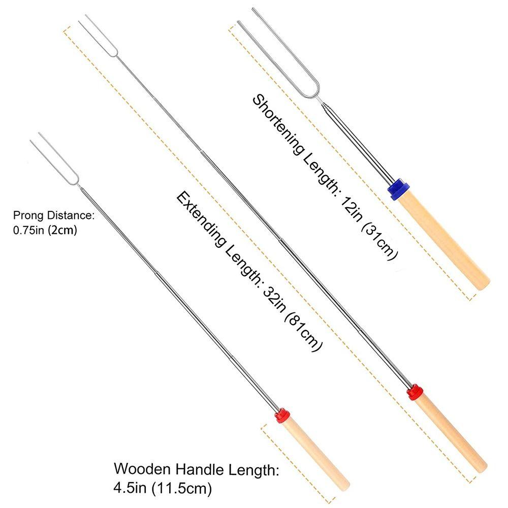Handle Grilling Tool Camping Skewers Telescoping Barbecue Brazing Fork BBQ Forks Roasting Sticks