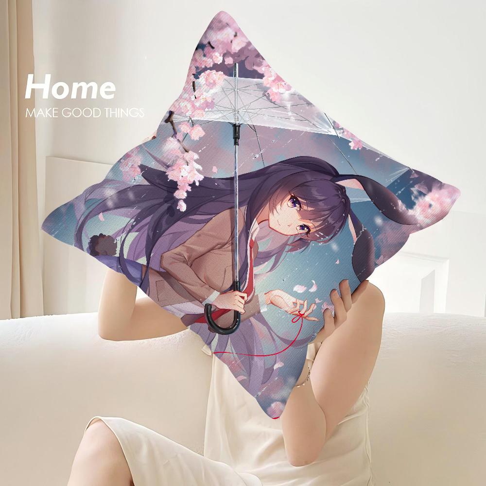 Mai S-Sakurajima Anime Pillow Case Sofa Decorative Home Double-sided Print Plush Square Throw Pillow Covers Cushion Decor Cover