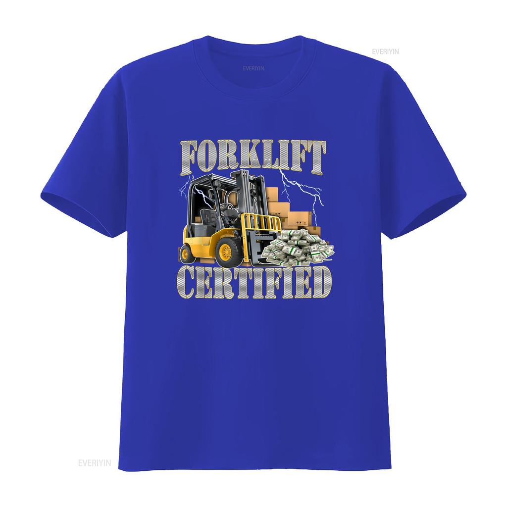 Forklift Certified T Shirt Funny Gift Bf25a Vintage Washed Versatile Casual Streetwear Soft Homme Breathable Stylish Graphic