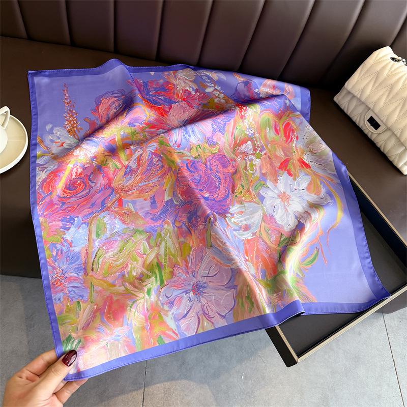 New Modern Polka Dot Printed Silk Scarf Square Scarf High-end Shawl Sunscreen Neck Small Square Scarf Headscarf Women's Scarf