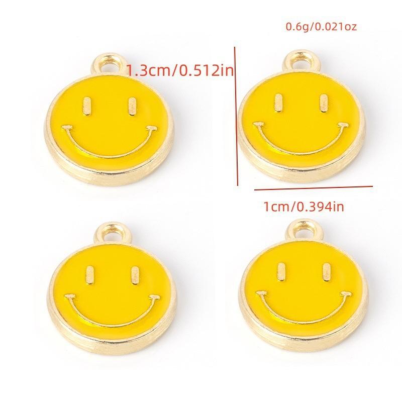 Round Alloy Oil Drip Mini Pendant Vibrant Smiley Face Charm Handcraft Ornament Fashion Bracelet Necklace Earring Making Raw