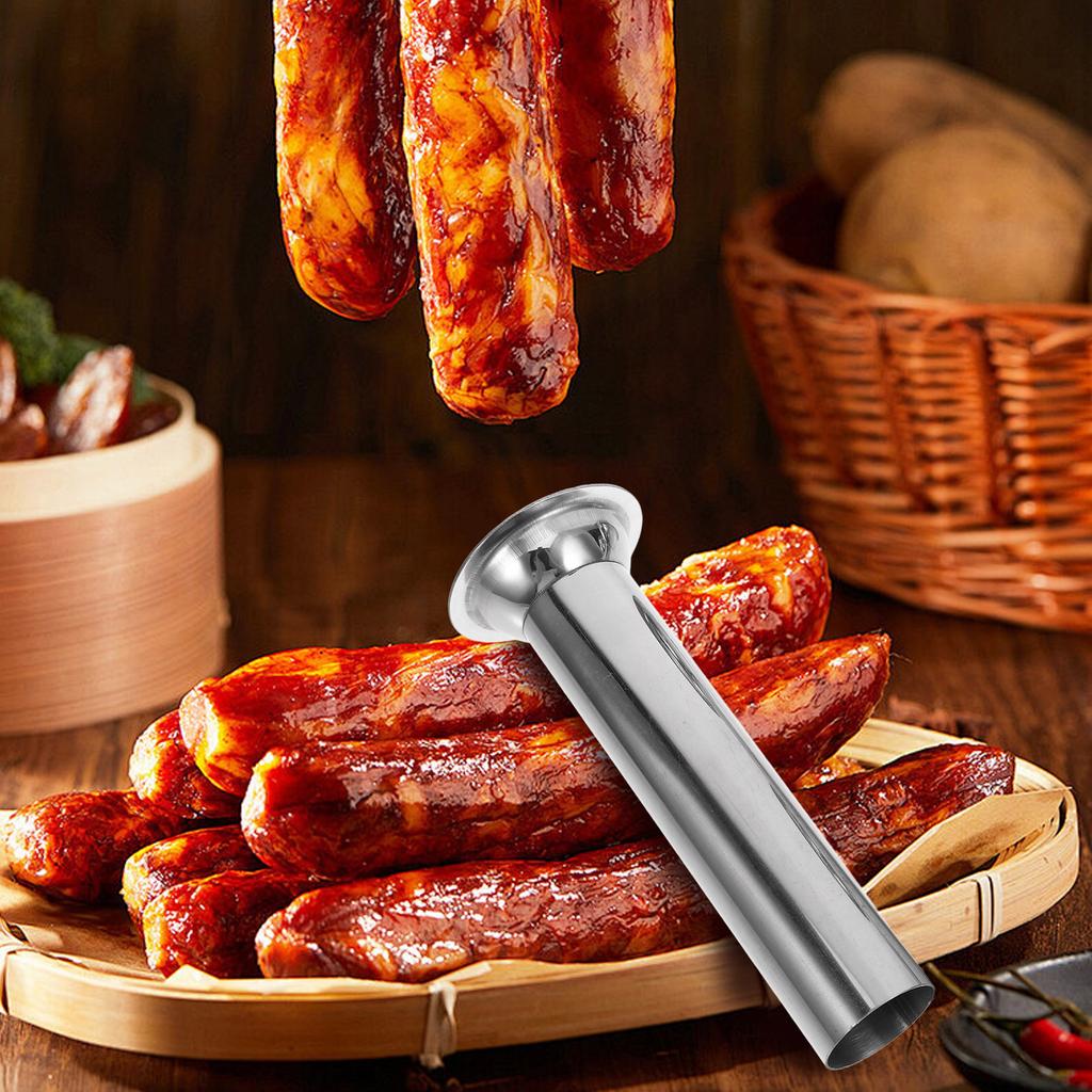Kit 3 buc Tub de Umplere din Oțel Inoxidabil 8 mm Instrument de Umplere Carne pentru Fabricarea Cârnaților Fără Fisuri Rezistent la Rugină Ușor de Curățat Bucătărie