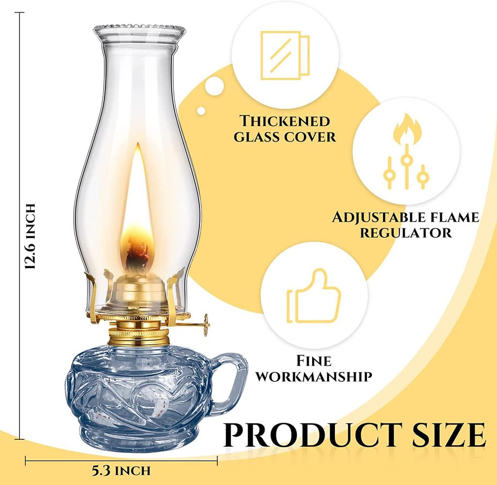 Cywinfow Handmade Kerosene Lamp Lantern, Vintage Kerosene Lamp, Paraffin Oil Lamp L392 (Transparent - Gold)