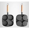 EDGING Four-Hole Cast Iron Frying Pan, Non-Coated and Non-Stick Multi-Functional Breakfast Pan, Flat-Bottom Frying Pan