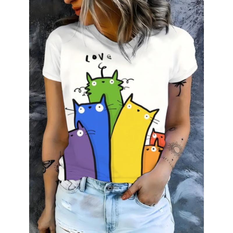 Casual Ladies Short Sleeve Fashion Printed Top Loose T-Shirts Women’s