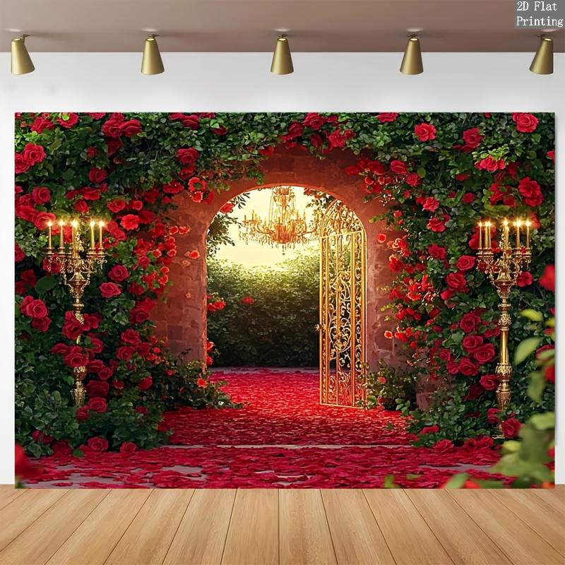 1Pcs Spring Red Rose Valentines Floral Decoration Background Romantic Backdrop Decorations For Photo Studio Photo Booth Party