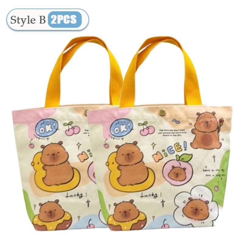 1-20PCS Cartoon Canvas Bag Novelty Tote Bag Kapibara Inner Daily Large Capacity Shoulder Bag Cartoon Capybara Kawaii Hand Bags