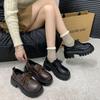 Platform Small Leather Shoes Women's New Height Increase Versatile Small Spring and Autumn Loafers 2025 Black Small Leather Shoes British Style