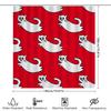 Red Shower Curtain With White Cats Pattern Bathtub Decorative Liner For Home Bathroom Accessories