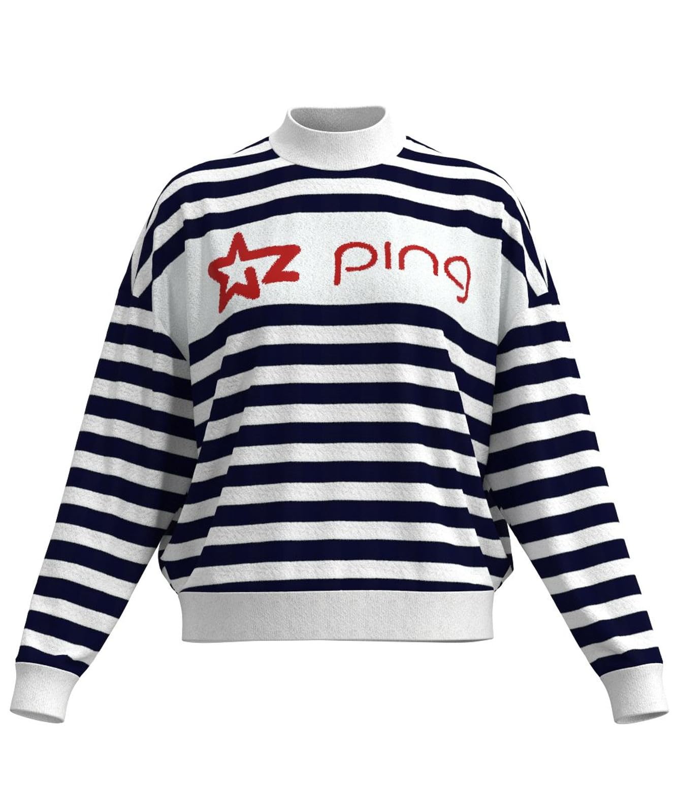 

High Neck Knit Golf x Navy L [Pin Apparel] Women s (Striped) / / 622-3275900 120_White