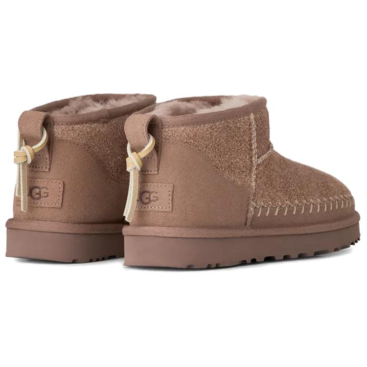 UGG Classic Ultra Mini Sheepskin Warm Comfortable Versatile Ankle Snow Boots Women Boots Brick-Red 1171538-RYK