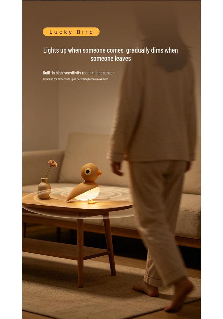Lucky Bird LED Motion Sensor Night Light – Nordic Decorative Bedside Lamp