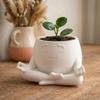 Sitting Posture 3D Printed Yoga Face Planter Unique Figurine Head Planter Holder Office Desk