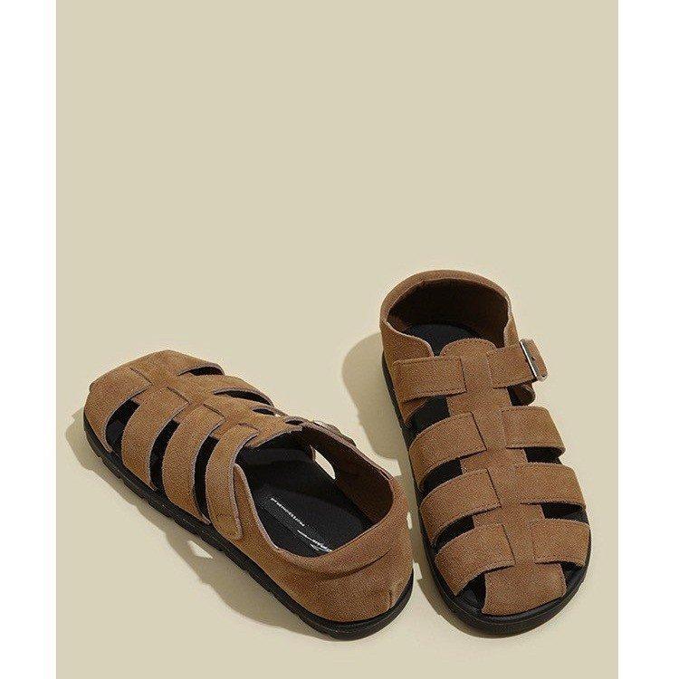 Baotou Roman Sandals Drag Women's Summer 2024 New Internet Celebrity Super Fire Thick Sole Soft Sole Comfortable Matte Leather Pig Cage Shoes