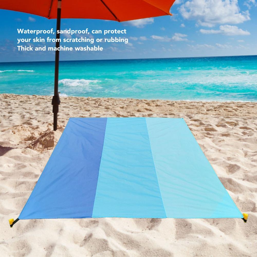 Sandproof Waterproof Beach Blanket Blue Outdoor Mat Lightweight Camping Blanket  Beach Trips