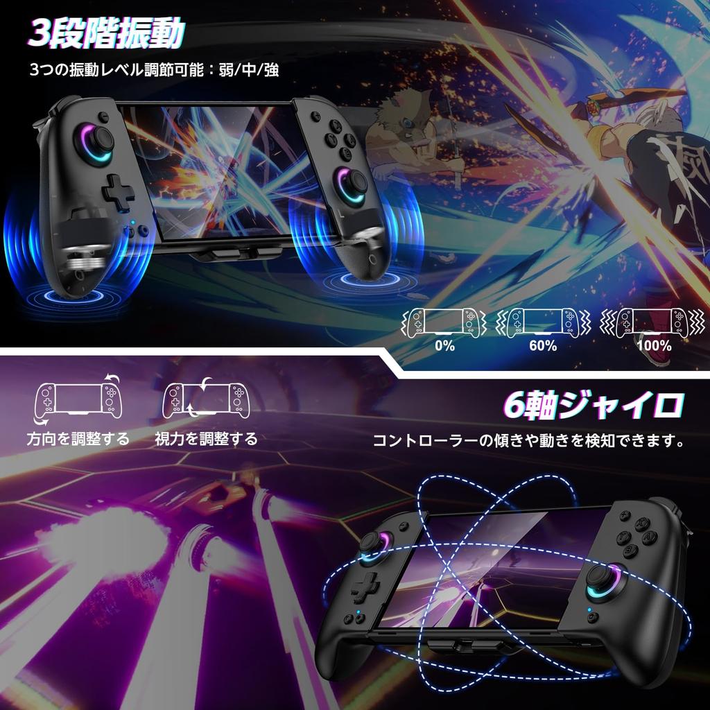 Nintendo Switch Controller with RGB Macro Handheld Controller Gyro Rapid 1000mAh High Compatible with 8-Color Lighting, Function, Mode, Grip,