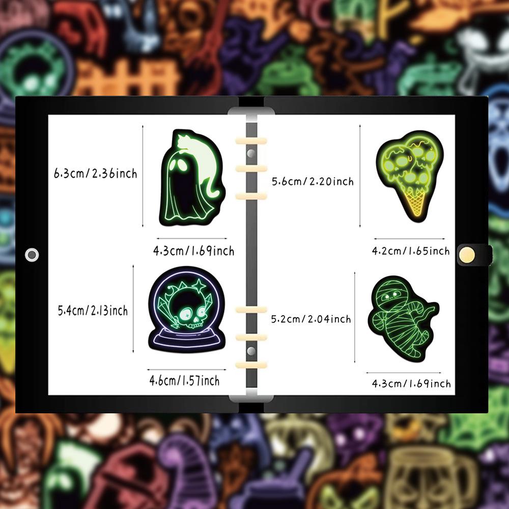 50 Cute Neon Halloween Cartoon Stickers for DIY Decor: Phone Cases, Water Bottles, Notebooks