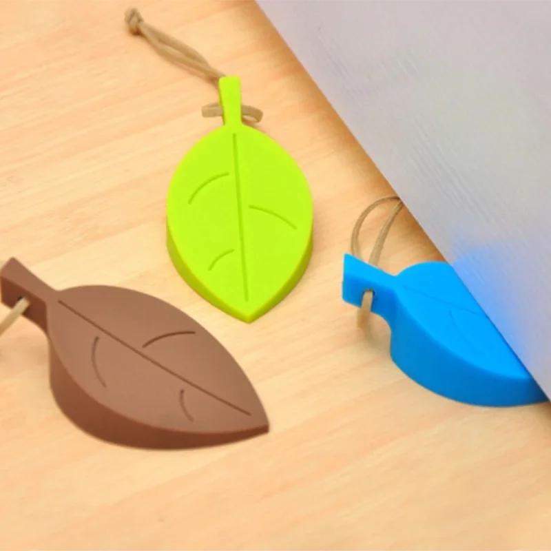 Leaves Shape Silicone Rubber Door Stop Stoppers Door Block Children Anti-Folder Hand Hotel Security Door Card Hanging