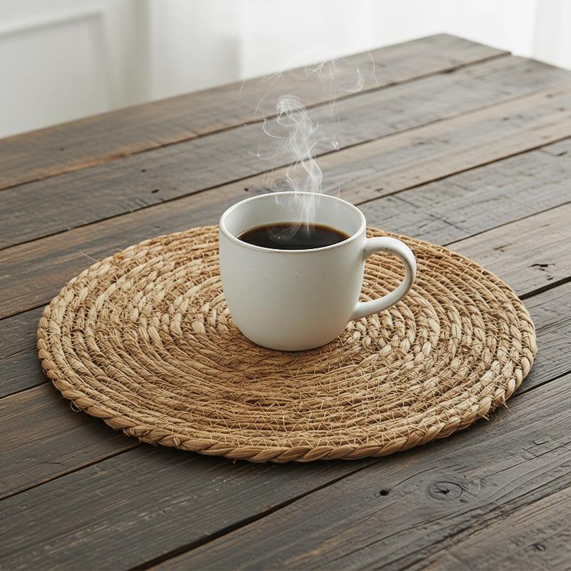 Pot Mats Handwoven Rattan Placemats Round Heat Insulation Mats Natural Woven Table Mats For Dining Home Wedding Decor