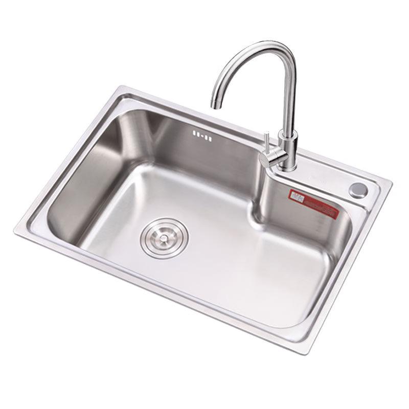 Deep 304 Stainless Steel Single Bowl Kitchen Sink with Hot/Cold Faucet