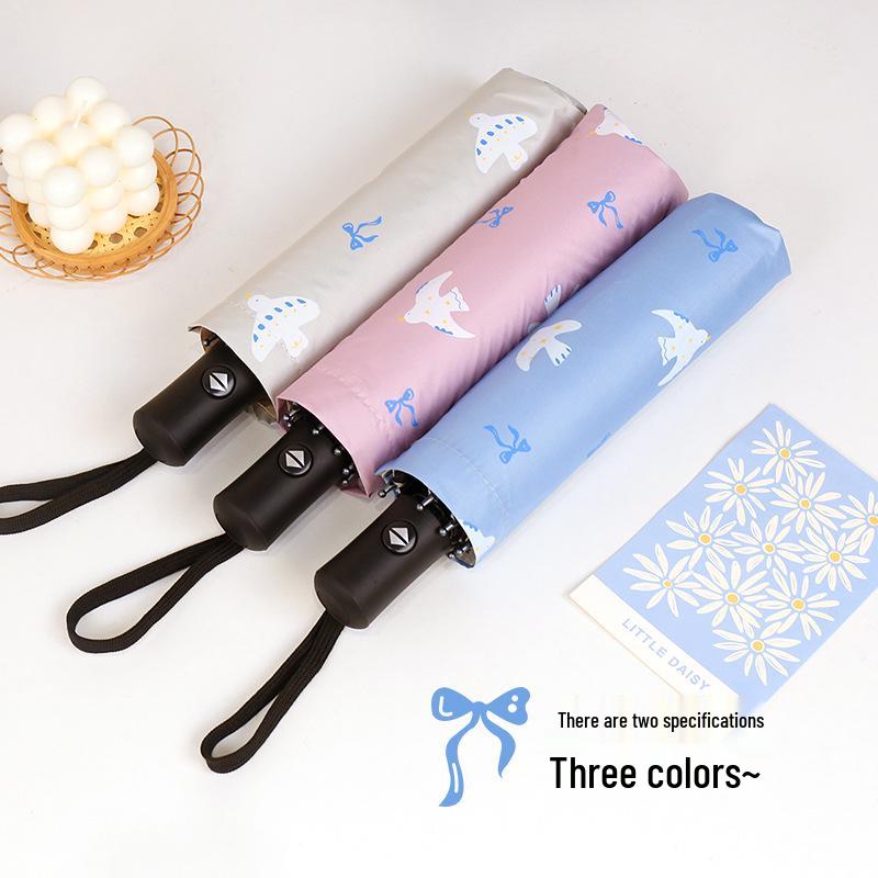 Stylish Cartoon Folding Umbrella: Sun & Rain Dual-Use with Thickened Black Glue for Summer Sun Protection