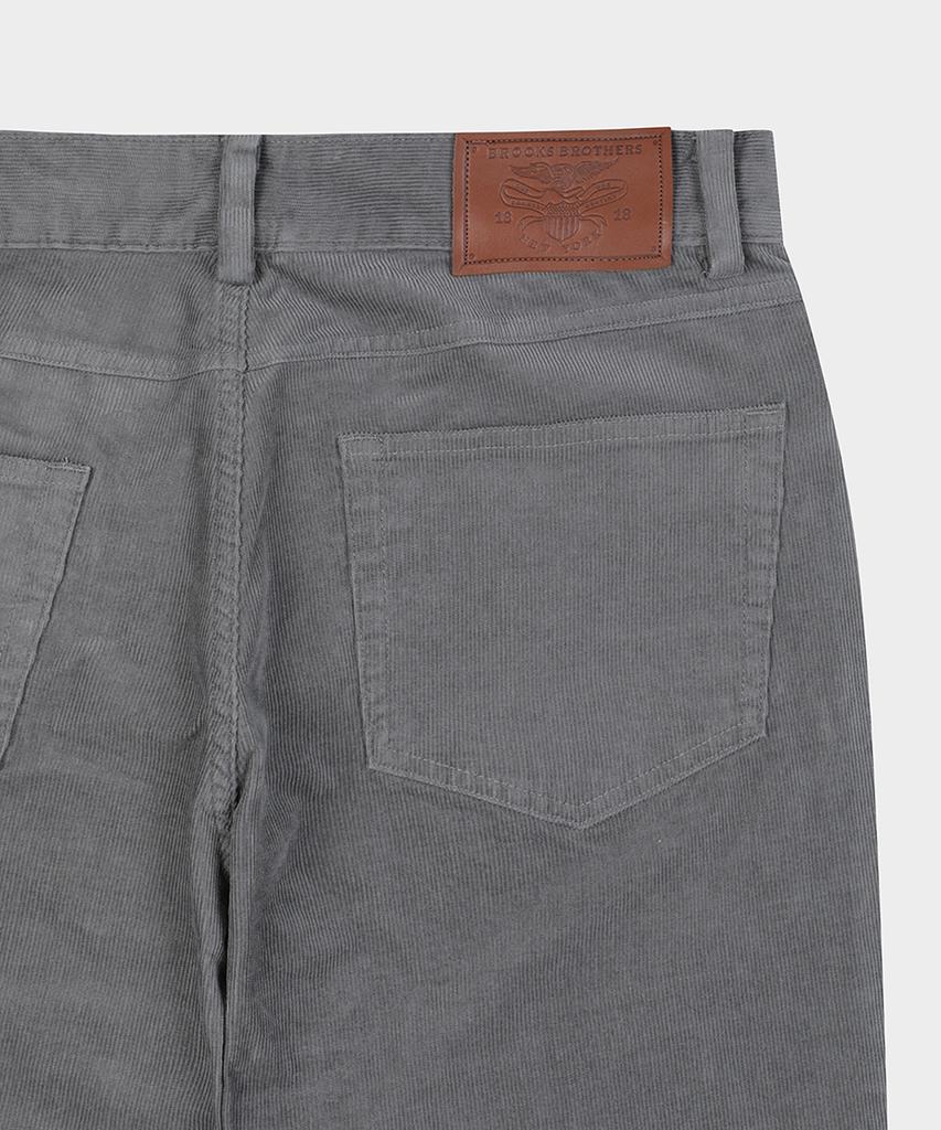 BROOKS BROTHERS Slim Fit 15W Corduroy 5-Pocket Pants (Grey) (Bbpcmm4767Wew)