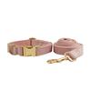 Velvet Light Pink Swan Collar & Leash with Custom Engraving for Dogs