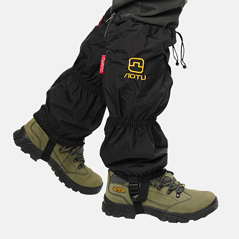 Schwarze Outdoor Winter Warme Thermische Gamaschen mit Reflektierenden Streifen - Winddichte Wander-Campinghose für Kaltes Wetter, Verstellbarer Kordelzug