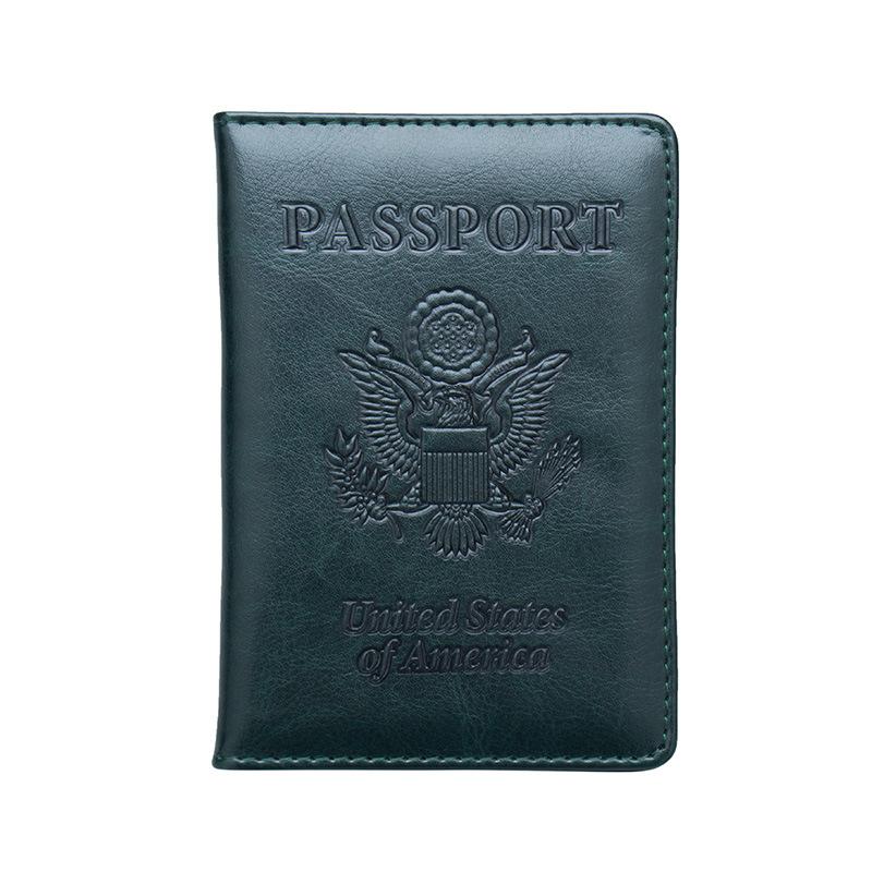 New US Passport Holder Leather Thin Passport Covers Golden Copper Corner Id Card Holder Plane Ticket Holder Travel Accessories